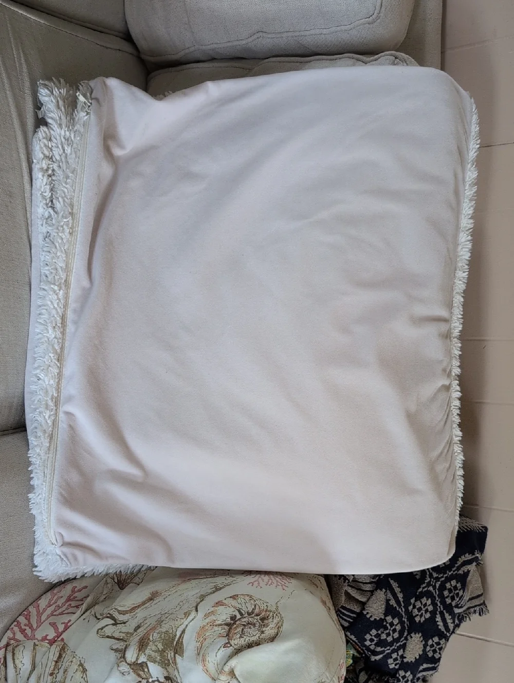 Pottery Barn Cream Faux Fur Sherpa Couch Cushion Cover Set Of 3